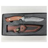 DAMASCUS STEEL Fixed Blade Collector Knife/Case