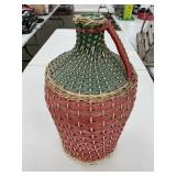 Antique Wicker Wrappped Large Glass Bottle