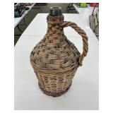Antique Wicker Wrapped Large Glass Bottle