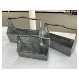 3Pc. Set Metal Handled Trays/Planters