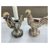 Pair of Outdoor Pottery Roosters *planters