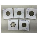 Lot of (5) Old Buffalo Nickels