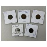 Lot of (5) Old Indian Cents