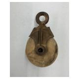 ANTIQUE Wood and Metal Barn Pulley. 9' x 5'