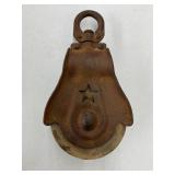ANTIQUE Wood and Metal Barn Pulley. 12' x 6'