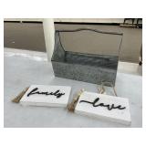 Metal Planter + Decorative Wall Hangings