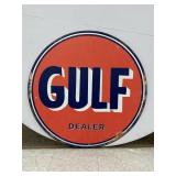 Large GULF Oil Metal Sign 36'
