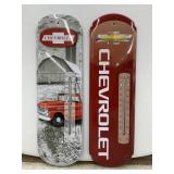 Lot of (2) Metal CHEVROLET Thermometers