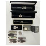 Lot of Barlow Knives, Watches, Anthony Dollars
