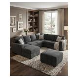 6-Seat Sectional + Ottoman + Pillows