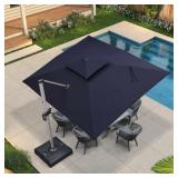 PURPLE LEAF 9 X 11 Cantilever Umbrella NAVY BLUE