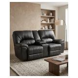 Upholstered Loveseat w/ Center Console (Black)