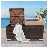 Set of (2) Indoor/Outdoor Storage Ottoman Seat