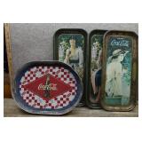 4 Metal Coca-Cola Trays