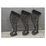 3 Vintage Cast Iron Feet to a Pedestal Table
