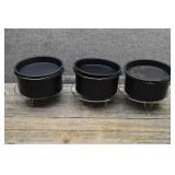 3 Small Nonstick Pots w/lids and Trivets