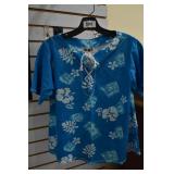 Vtg Blue Hawaiian Shirt