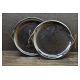 2 Stainless Steel Trays w/Brass Handles