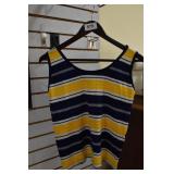 Vtg Navy, Yellow and White Striped Tank Top