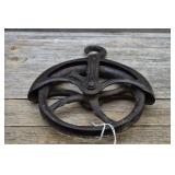 Antique Cast Iron Hanging Cable Pulley Wheel Hook