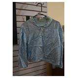 Vtg Satin/Silk Jacquard Shirt w/frog-button at top