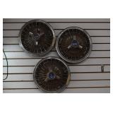 Set of 3 14' Ford Mustang Hubcaps, 1960's