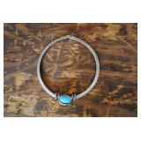 Silver Toned Omega Chain Choker w/Slide Pendant