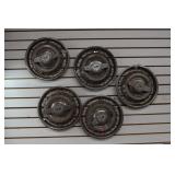 Set of 5 14' 1960's Chevrolet Corvair Hubcaps