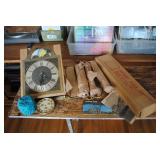 Box of Emperor Clock Parts and some misc