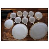 Fire King Swirl Milk Glass w/Gold Trim Dinnerware