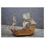Wooden Model Ship w/Fabric Sails