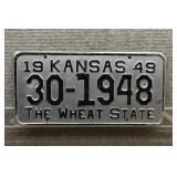 1949 Vtg The Wheat State Kansas License Plate