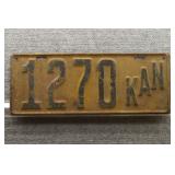 Vintage Kansas License Plate, 1930s