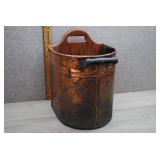 Copper Boiler Half with Wooden Back, Waste Basket?