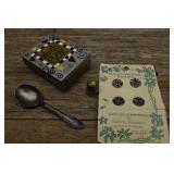 Metal Wish Box, Thimble, Silver Plated Spoon,etc