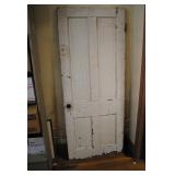 Vtg White Wooden Door w/Metal Door Knob