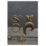 5 Gold Tone Brooches