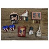 Assorted Ceramic/Wood Brooches