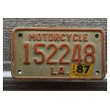 1987 Vtg Louisiana Motorcycle License Plate