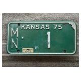 1975 Vtg Kansas License Plate, MN County