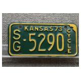 1973 Vtg Kansas Licence Plate, SG County
