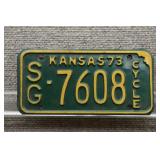 1973 Vtg Kansas License Plate, SG County