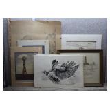 Lot of Vintage Art Prints - Cars, Outdoor, Etc