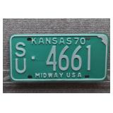 1970 Vtg Kansas License Plate, SU County