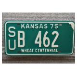 1975 Vtg Kansas License Plate, SU County