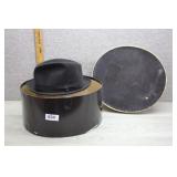 Vtg Black Fedora Hat, Dobbs Game Bird in Hat Box