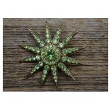Monet Green Rhinestone Star Brooch