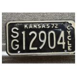 1972 Vtg Kansas License Plate, SG County
