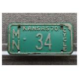 1970 Vtg Kansas License Plate, MN County