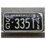 1972 Vtg Kansas License Plate, SG County